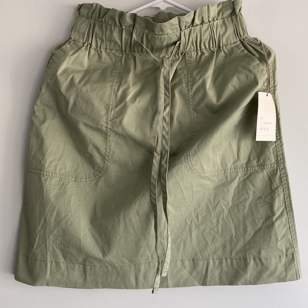 Women’s Utility Mini A-Line Skirt Drawstring Waist - A New Day™ Tan Size XS - Picture 4 of 7